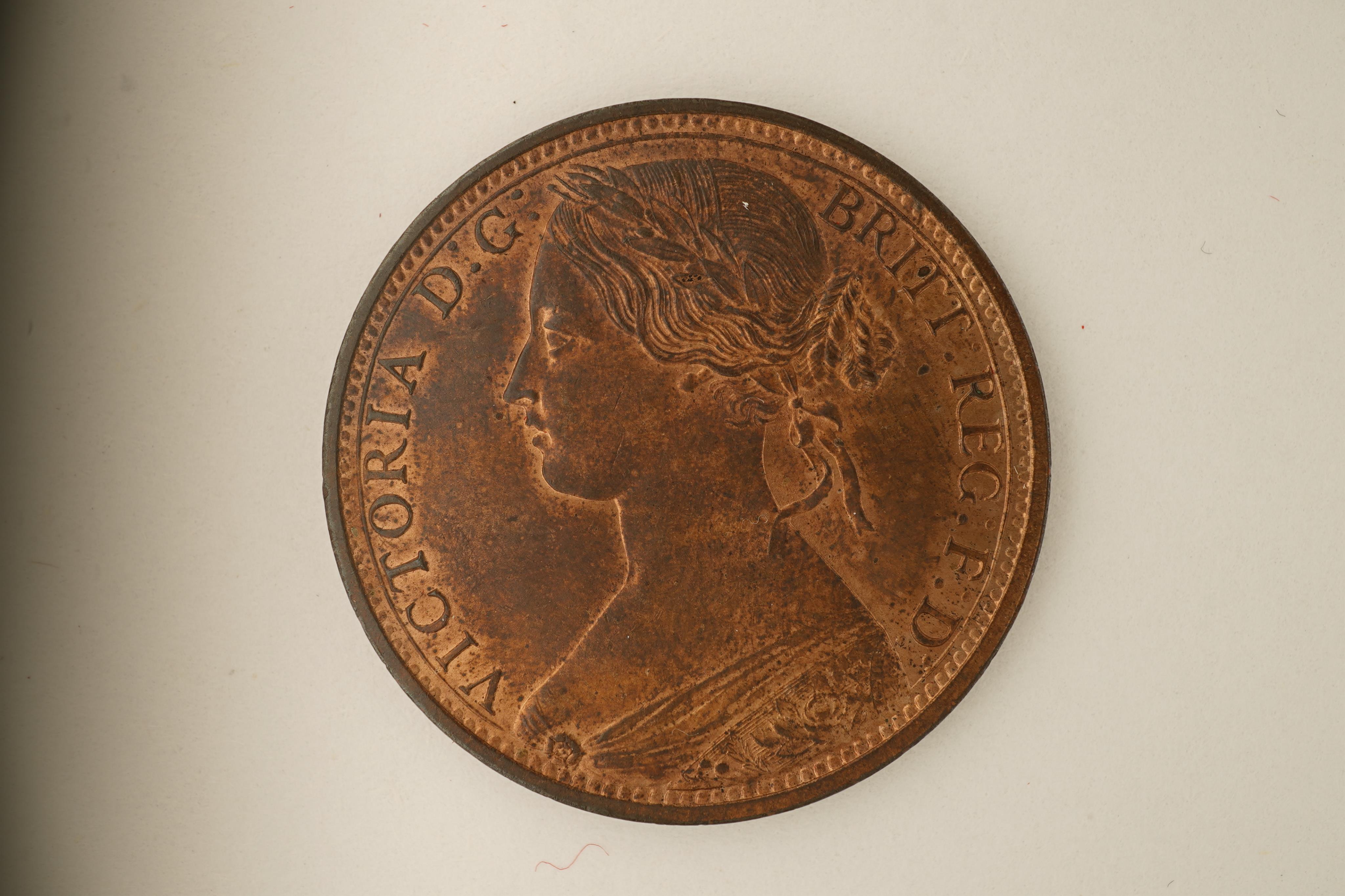 British coins, Victoria, two bronze pennies;, 1862, Fr. 39, Gouby dies J/g, crisp striking, good EF, lustre., 1863, Fr. 42, Gouby dies J/g, EF, lustre.